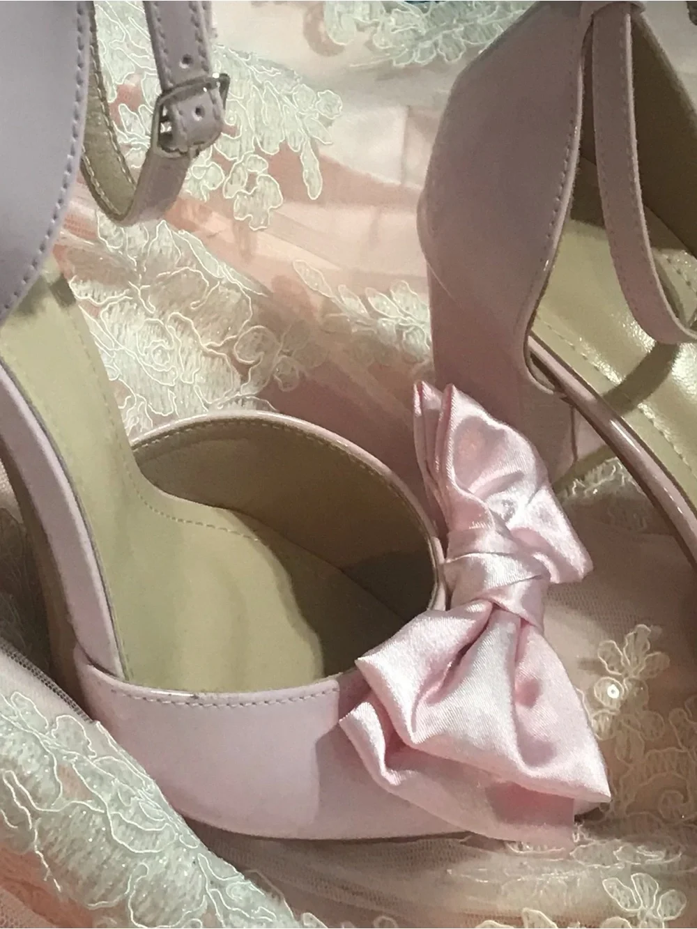 Women's Pink Bow Pointed Toe Block Heel Pumps